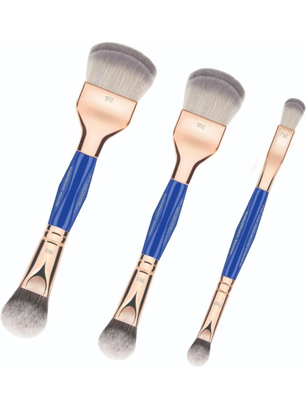 Professional Double-Ended Makeup Brush Set - 3pc Golden Triangle Blenders